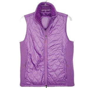 LL Bean Women’s Small Vest Fleece Lined Fitness Purple Quilted Stretch Sides